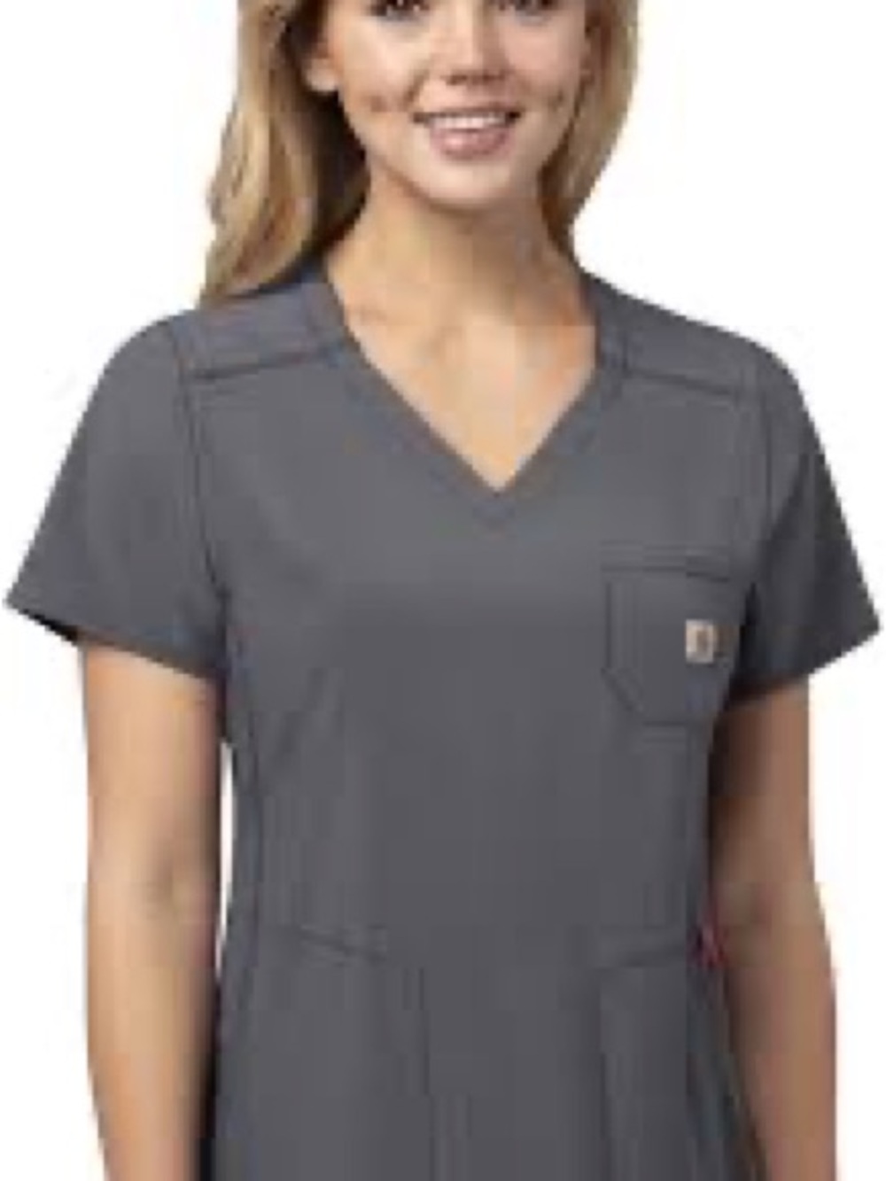 Carhartt Women's Short-Sleeve V-Neck Top in Charcoal